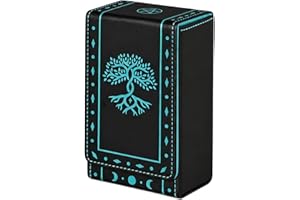 FNYDOX Leather Tarot Card Protective Case - Tree of Life Tarot Card Storage Box, Playing Card Accessories Tarot Desk Bag, Tar