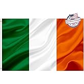 Irish Ireland Flag 3x5 Outdoor Double Sided- Heavy Duty 3ply Irish National Country Flags Super Durable 4 Rows Stitched Edge Canvas Header with 2 Brass Grommets