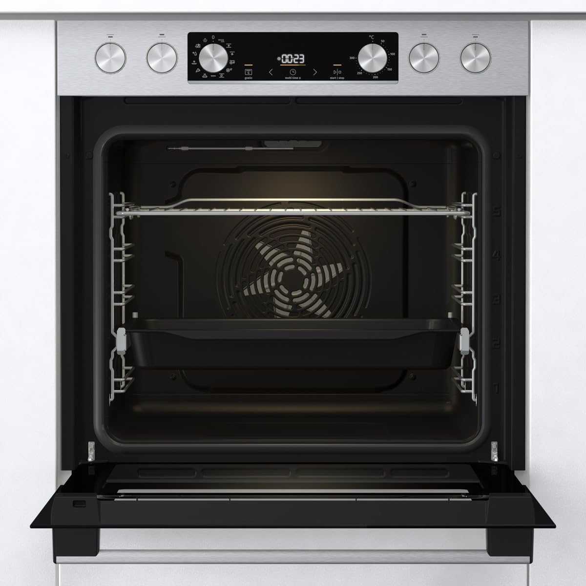 Gorenje Einbauherd-Set Heißluft Inox Set 4 mit Glaskeramik-Kochfeld / 77L / ExtraSteam / GentleClose & Open / EcoClean / AirFry / PizzaMode / PerfectGrill / Teleskopauszüge / Inox-Look 5