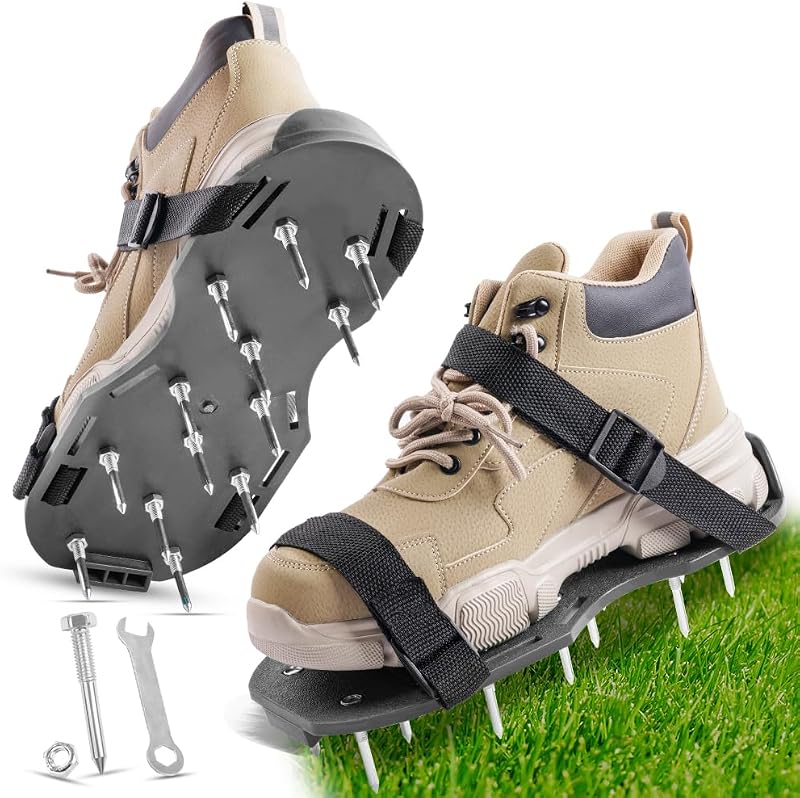 URAQT Lawn Aerator Shoes 26 Nails 47mm Studded Sole One Size Fit All