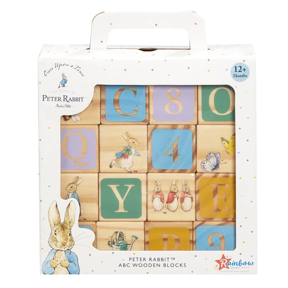 Official Peter Rabbit Wooden Building Blocks - Early Development Activity Toys for Toddlers - Beatrix Potter Stacking Bricks by Rainbow Designs
