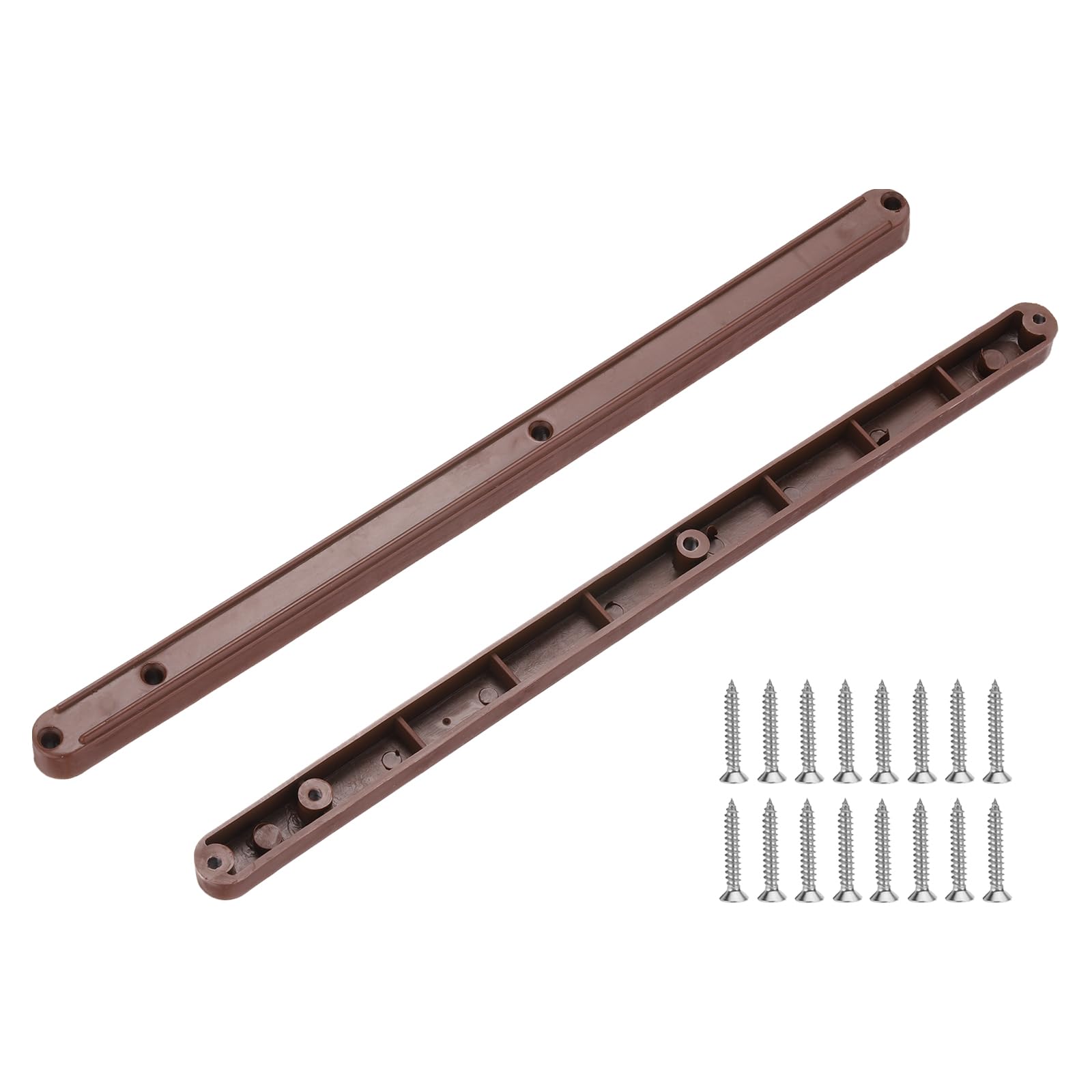 PATIKIL 12 Inch Drawer Slides, 4 Pcs Plastic Guide Rails Side Mounted Rails with Mounting Screws for Cabinet/Drawer/Bedside/Table/Wardrobe, Brown
