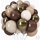 Brown Cream Neutral Balloons, 12 Inch 60PCS Retro Brown Khaki Beige Sand White Balloon, Beige Nude Apricot Balloon for Neutral Bear Bridal Baby Shower Wedding Birthday Party Decorations Supplies