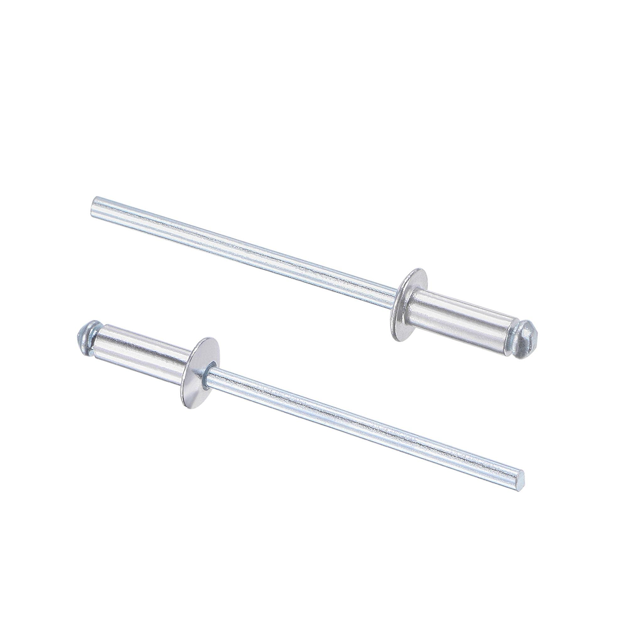 sourcing map Blind Rivets, Aluminum Pull Rivets Core Decoration Rivets 3.2mm Diameter 9mm Grip Length Silver Tone, 120pcs