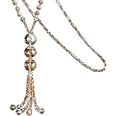 ABJFJE Hand Knotted Beads Endless Long Statement Necklace Glass Beads Ball Long Beaded Tassel Necklace Fashion Jewelry for Women Gift