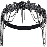 Sunshinesmile Bride Vintage 1920s Flapper Headpiece Roaring 20s Headband for Women Hair Accessory (Black tassel, one size)