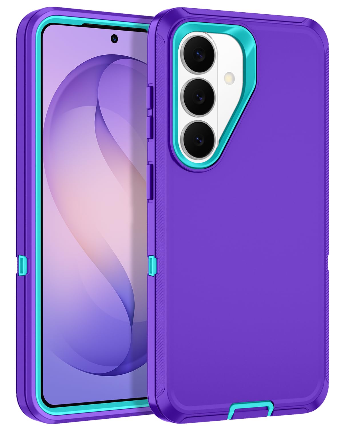 Casenplaza for Samsung Galaxy S26 Plus Case Heavy Duty Protective Shockproof Dropproof 3-Layer Full Body Protection [Without Screen Protector] Tough Rugged Case for Galaxy S26 Plus 6.7",Purple/Green
