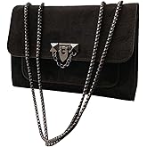 RoseSeek Women's Leopard Print Chain Shoulder Bag Metal Buckle Handbags Leather Clutch Purse