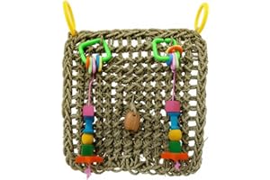 Bird Toys, 11.82in * 11.82in, Parrot Foraging Swing Mat Parrot Cage Hanging Toys Birds Grass Mat Climbing Wall with Seagrass,