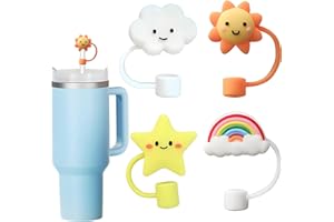 NYRXKJ Straw Cover Cap for Stanley Cup, 4pcs 0.4in 10mm Diameter Reusable Dust-Proof Straw Topper Compatible with Simple Modern and Tumbler with Lid and Straw (4pcs sky set)