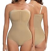 Lenashape Strapless Shapewear for Women, Seamless Tummy Control Brief Body Shaper for Under Dress, Beige, Large