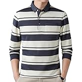 Womleys Mens Casual Cotton Blend Striped Long Sleeve Collared T Shirt Polo Shirts