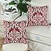 Pack of 2 CaliTime Cushion Covers Throw Pillow Cases Shells, Vintage Damask Floral, 18 X 18 Inches, Burgundy