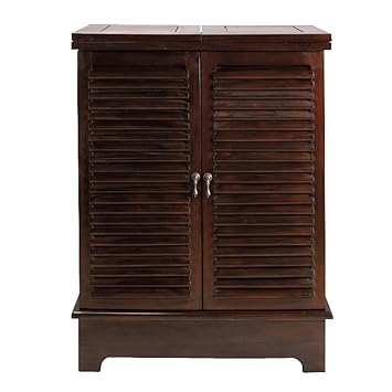 Aprodz Mango Wood Gilmore Stylish Brown Bar Cabinet with Wine Glass Storage for Living Room