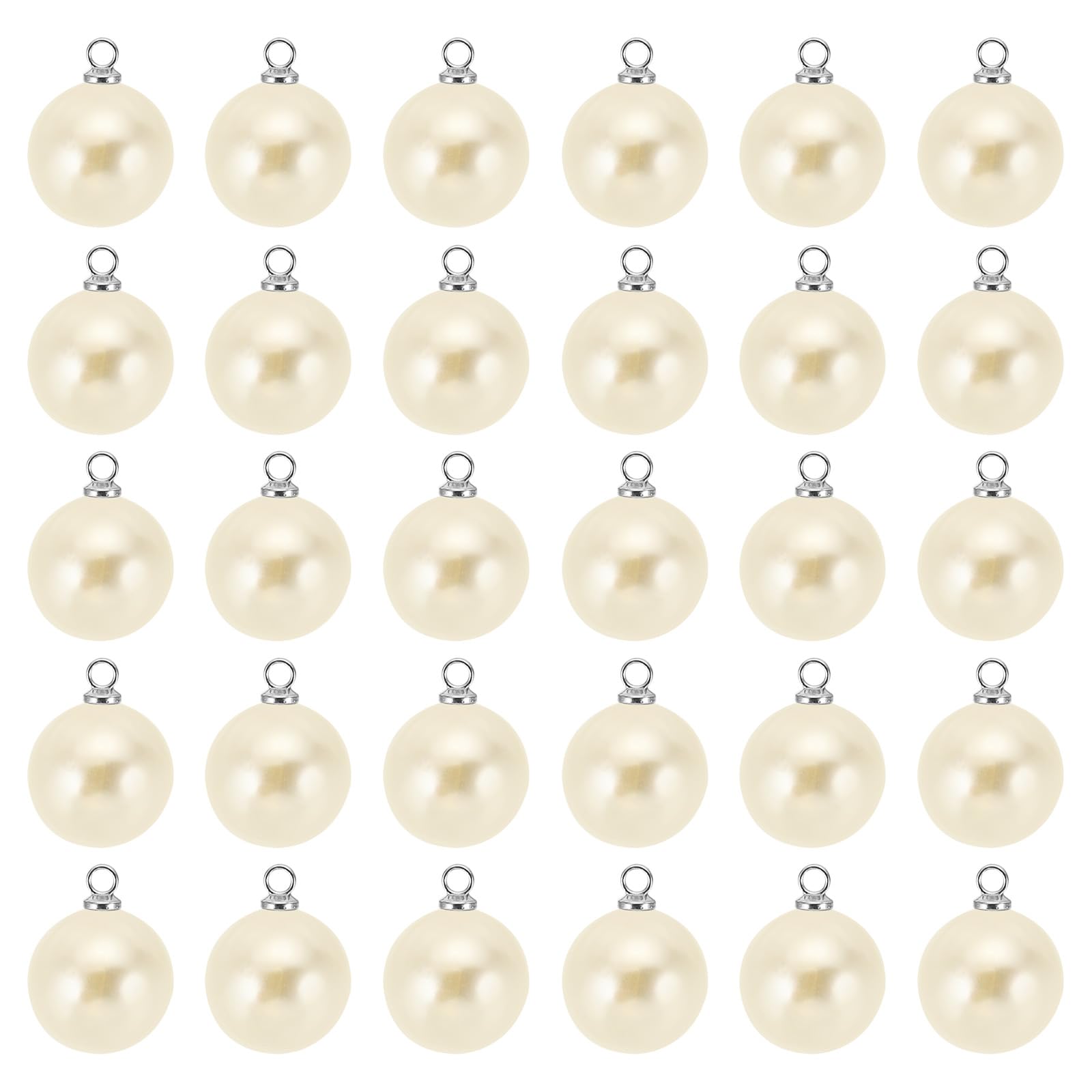 PATIKIL 8mm Pearl Charm, 100pcs Pearl Beads Faux Pearl Pendant Charm Beautiful DIY for Making s s Wedding Crafts, Silvery Beige