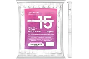SEROVERA Seroflora Disposable Vaginal Cream Applicators - Threaded End to Fit OTC Gels, Lubes or Creams Products - Exact Dosage Measurements (15 Pack) Made in USA.