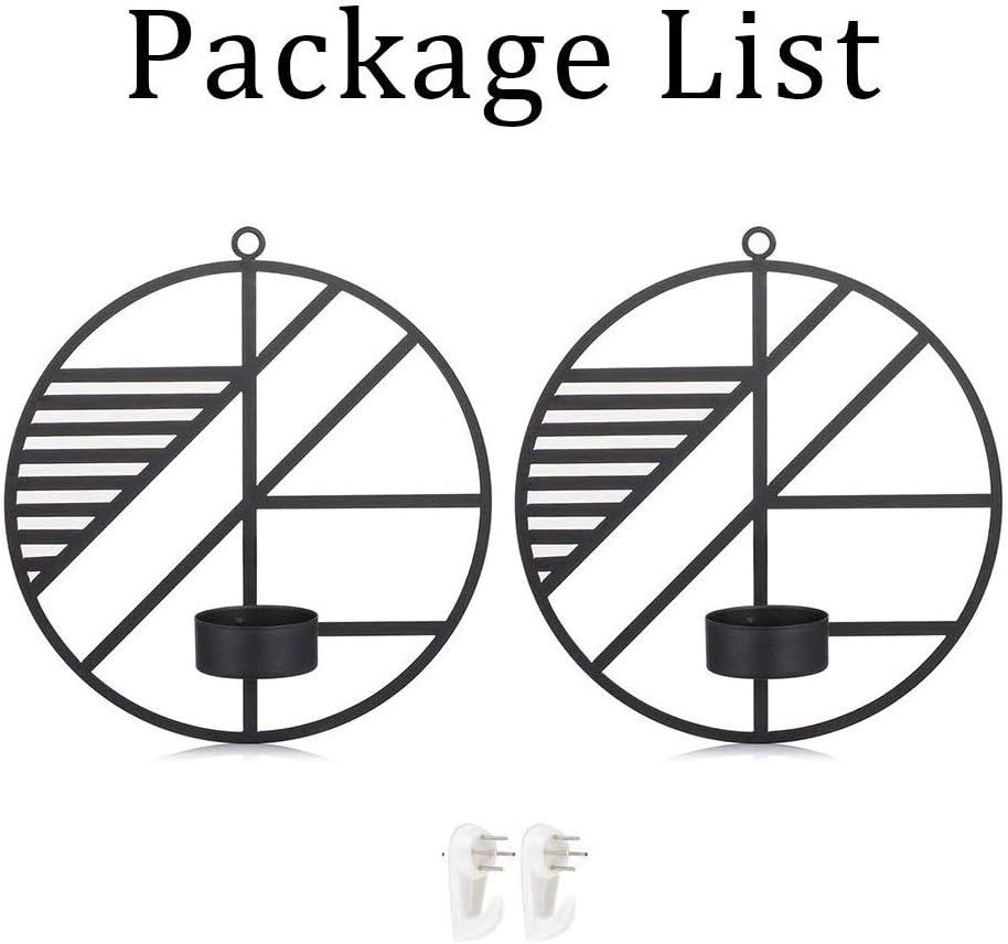Sziqiqi Wall Mounted Candle Sconces Holder Set of 2 Round Candle Holder for Wall Decorations, Wall Sconces for Livingroom Events Aromatherapy Yard Pathway Patio Porch, Black: Kitchen & Dining