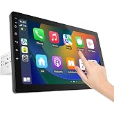 Haudio 1 DIN Car Stereo, 10.1 Inch Rotatable Touchscreen with WirelessCarPlay &amp; Android Auto, Bluetooth, GPS Navigation, FM AM RDS, BackupCamera, WiFi, Android 13