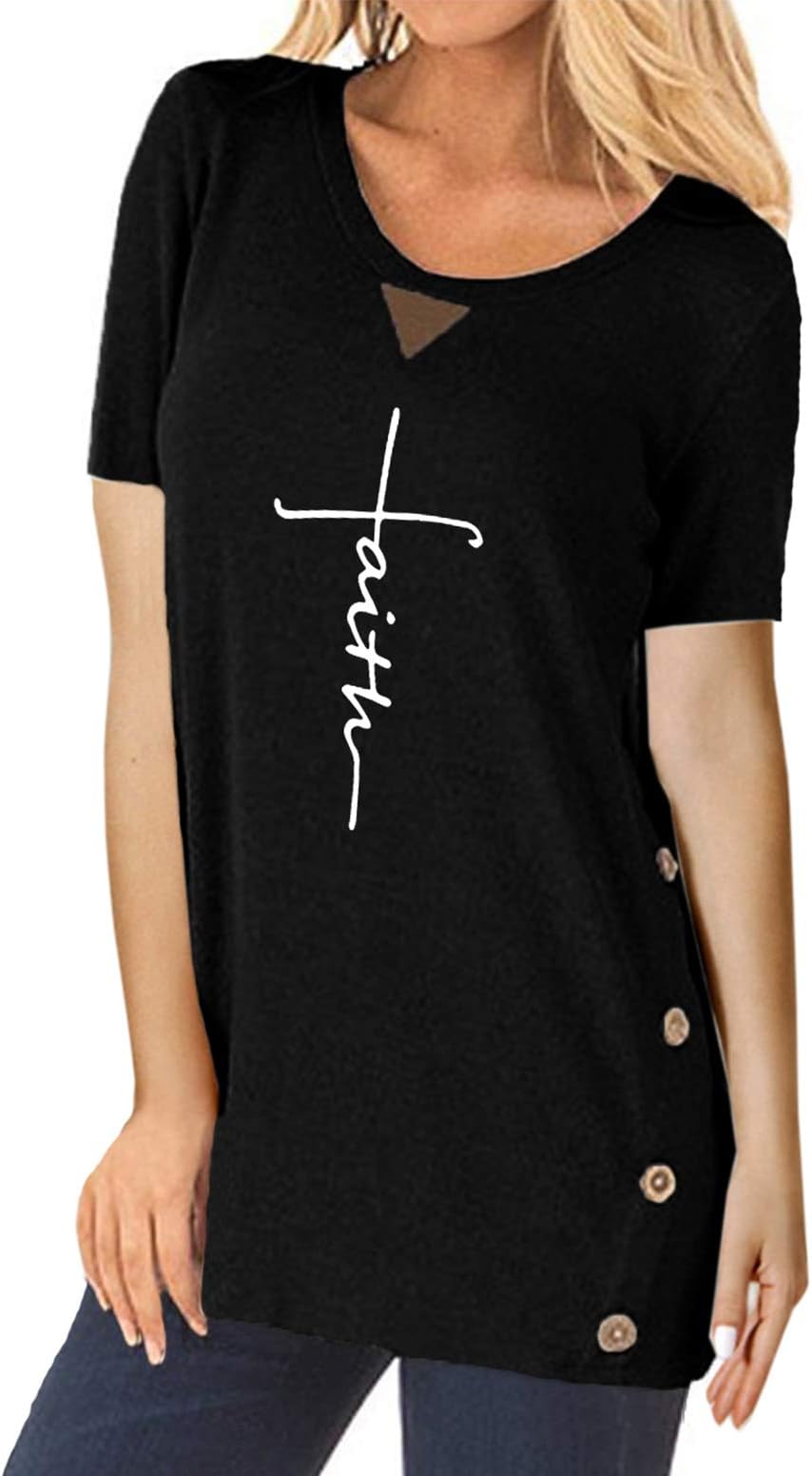 ZILIN Women's Faux Suede Elbow Patch T-Shirt Long Sleeve Letter Print Tunic Shirts Tops