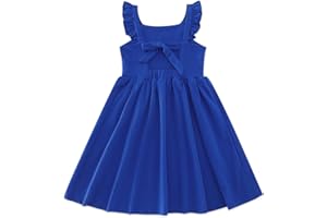 ALLIFLY Little Girls Tie Back Dress Kids Vintage Sundress Casual Sleeveless Dresses 3-7 Years