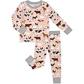 Weiwei Pajama Set for Boys & Girls Set of 2, Viscose Made from Bamboo Toddler Pajamas for Kids, Long-Sleeve Sleepwear 2pcs
