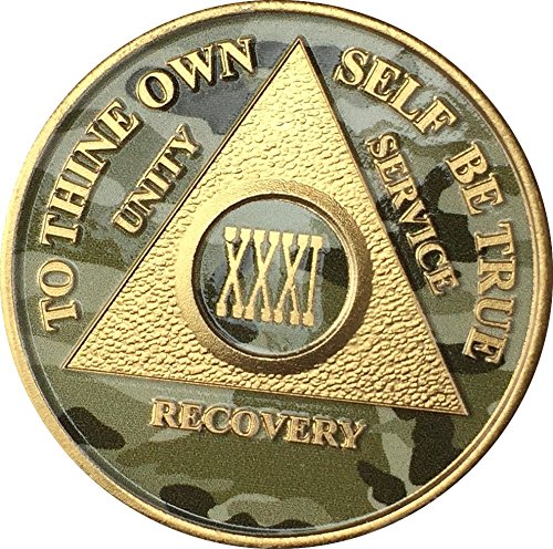 31 Year AA Medallion Camo Gold Plated Anniversary Chip Camouflage Color