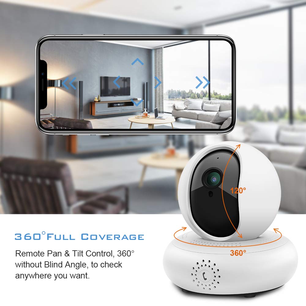 Home Security Camera Wifi,1080P HD Wireless IP Security Surveillance With Night Vision Motion Detection Cloud Service 2-Way Audio Micro SD Recording Monitor for Baby/Elder/Pet