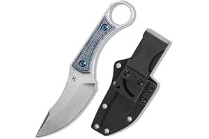 KANSEPT Niko Fixed blade Knife with Sheath, 3.54'' Stonewashed D2 Sharp Blade and Blue Micarta with Frag Pattern Handle, Adjustable Kydex Sheath for EDC, Fixed Knifes for Camping Hiking Fishing G004A7