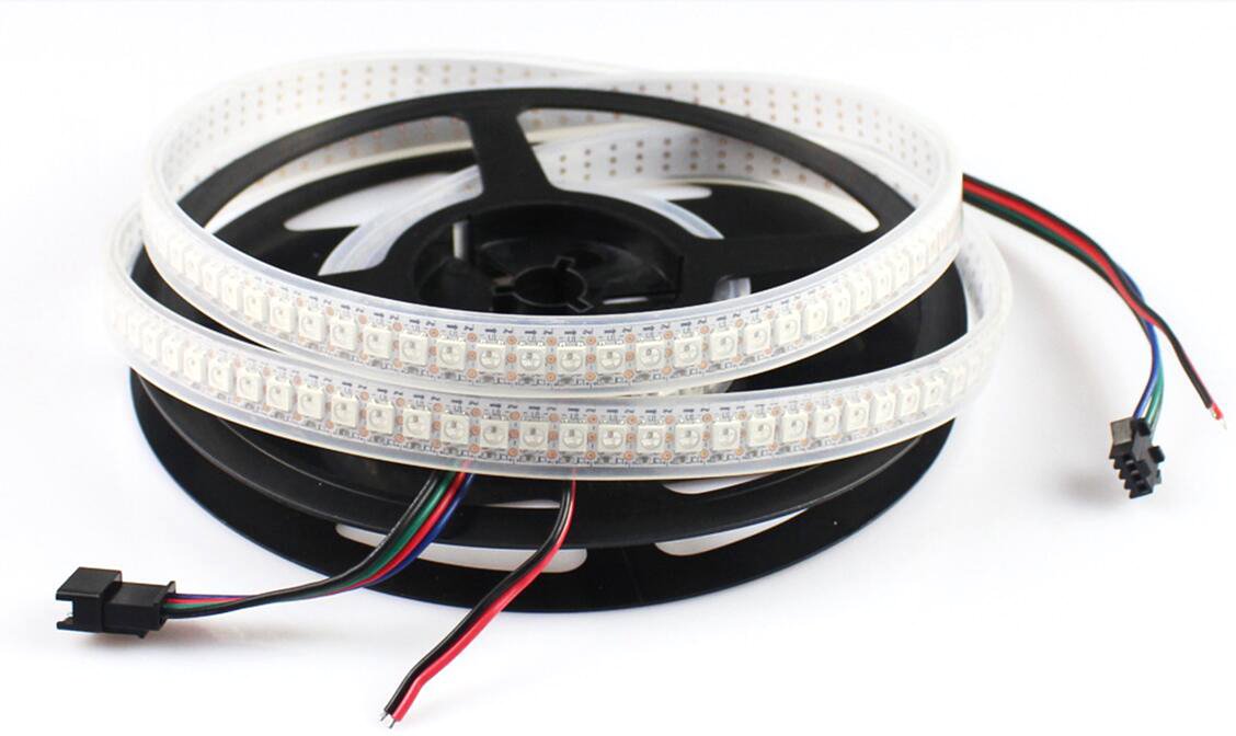 Rongda Smart Home WS2812B 5050 RGB SMD Individually Addressable LED Flexible Strip Light 1M 144 LED Pixel Waterproof IP67 White PCB 5V DC