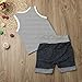 Kehen Toddler Baby Boys 2pcs Summer Outfits Sleeveless Stripes T-Shirt + Short Pants Casual Sets (Black, 12-18 Months)