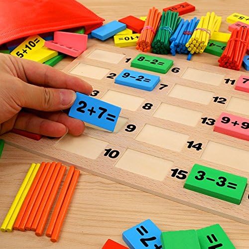 LVEDU Children Mathematics Calculation Domino Educational Toys Baby Early Education Puzzle Building Blocks Toys for 3-4-5-6-7 Years Old Boys and Girls