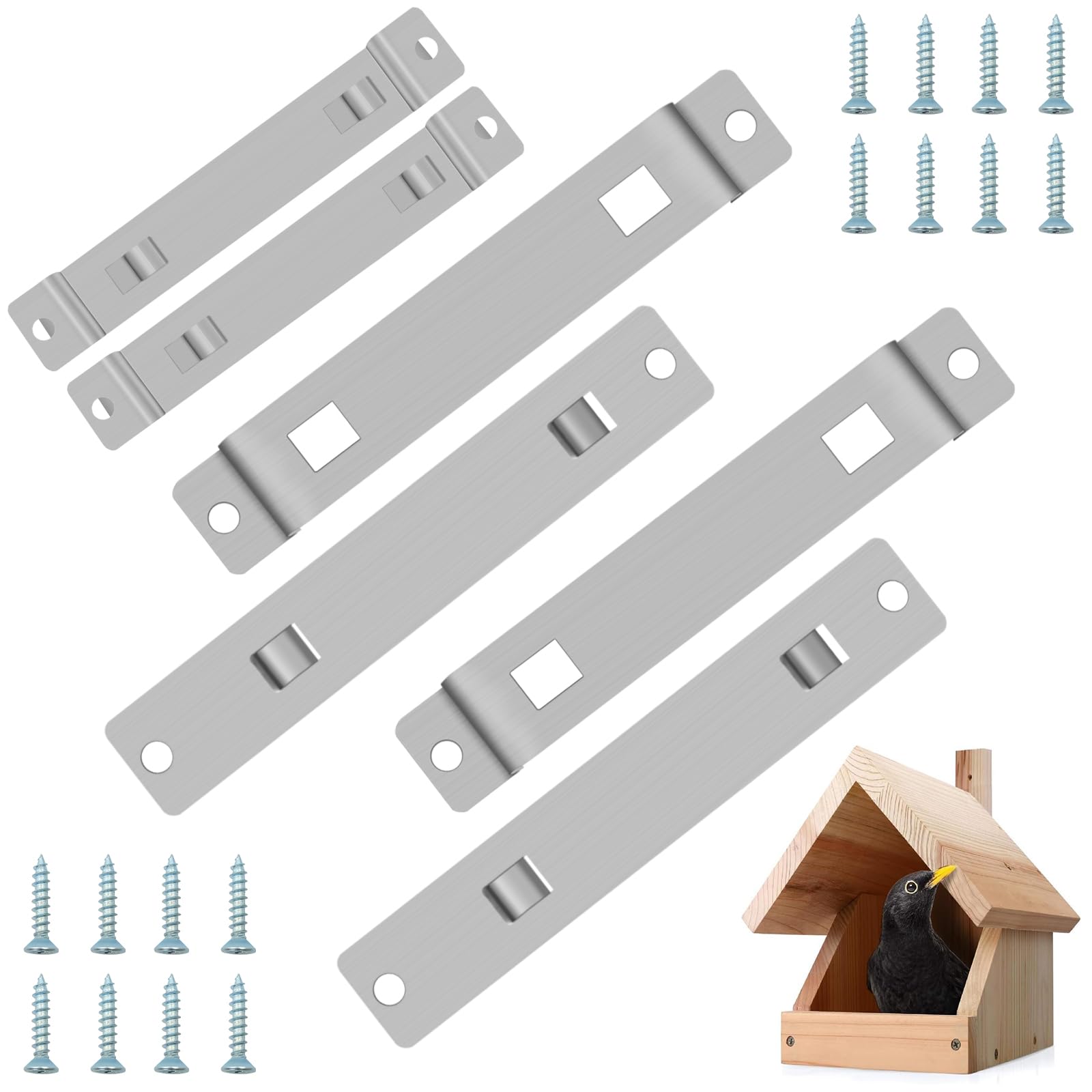 Bird House Brackets,4 Sets of Bird House Hanger with Screw Stable Bird House Mounting Post Racks for Hanging Outside Birdhouse Multifunction Fixing Device