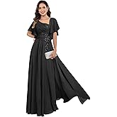 Gjvgj Mother of The Bride Dresses for Women Chiffon Lace Applique A-line Long Grandmother of The Groom Dress