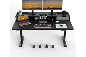ExaDesk 63×30 Inch Electric Standing Desk with 2 Drawers, Adjustable Height Widened Stand Up Desk with Storage Shelf, Sit to Stand Ergonomic Workstation for Home Office