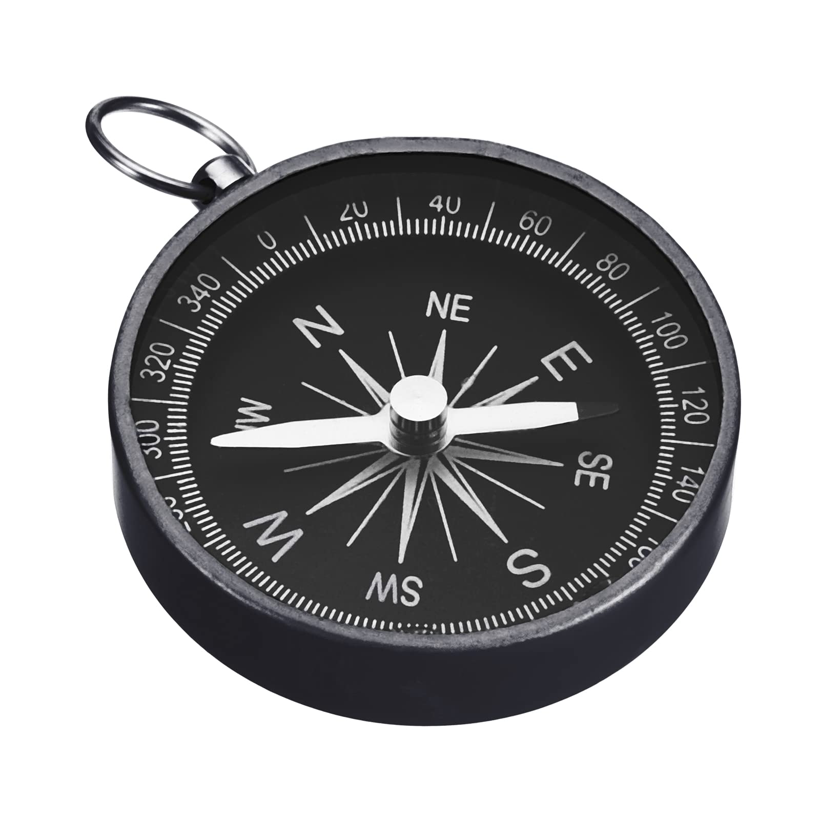 PATIKIL Pocket Compass, Survival Sports Navigation Compass with Key Ring for Outdoors Camping Hiking, Black