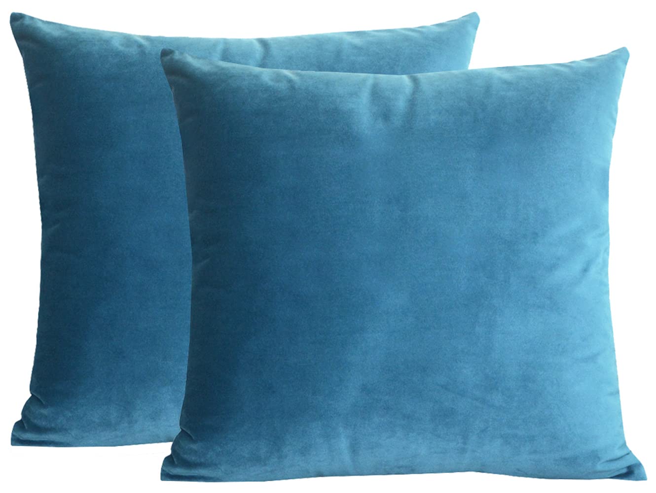 Lutanky Velvet Soft Throw Pillow Case Decorative Square Cushion Covers for Sofa Bedroom Living Room 20" X 20" （50 x 50 cm） Set of 2 Lake Blue