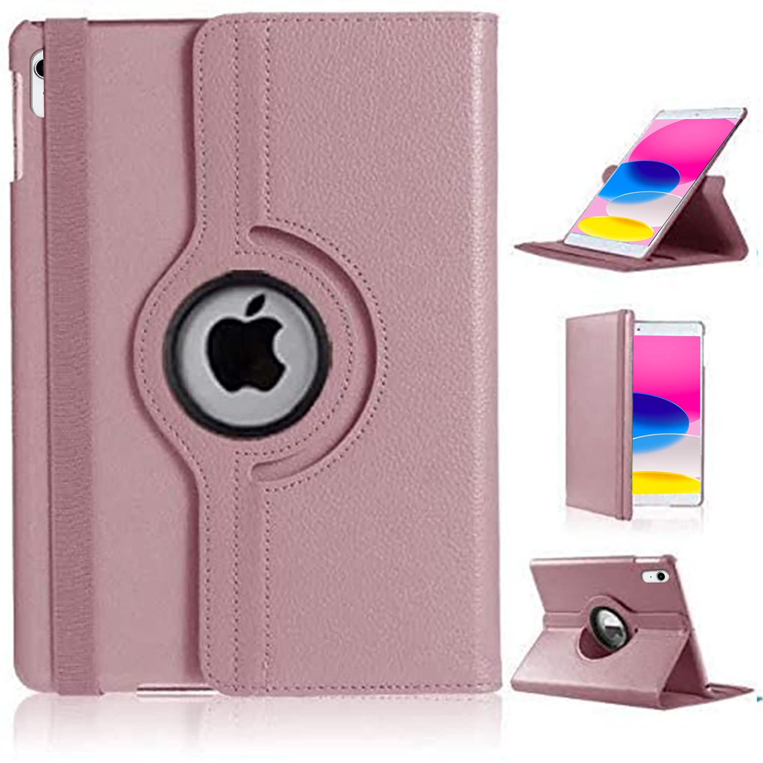 Case For iPad (A16) 11th Generation 2025 11 inch/10th Generation 2022 10.9 inch 360 Degree Rotating Stand Multi-Angle Viewing Smart Folio Kids Friendly Protective Cover for iPad 2025/2022 (ROSE GOLD)