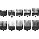 Oneisall 676 10Pcs Attachment Guide Comb Guards, Only Fits Dog Clippers-ASIN: B09QFRN3D5 (Model: RFC-676), 1.5mm/3/mm/4.5mm/6mm/10mm/13mm/16mm/19mm/22mm/25mm Cut Length, Black