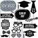 Big Dot of Happiness Graduation Props for Photoshoot 2025. 20-Count Set of High School Senior Photo Booth Props for Pictures and Graduation Party Decorations - Silver