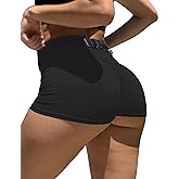 Mizoci Women's Sexy Gym Biker Booty Shorts High Waisted Ruched Workout Shorts