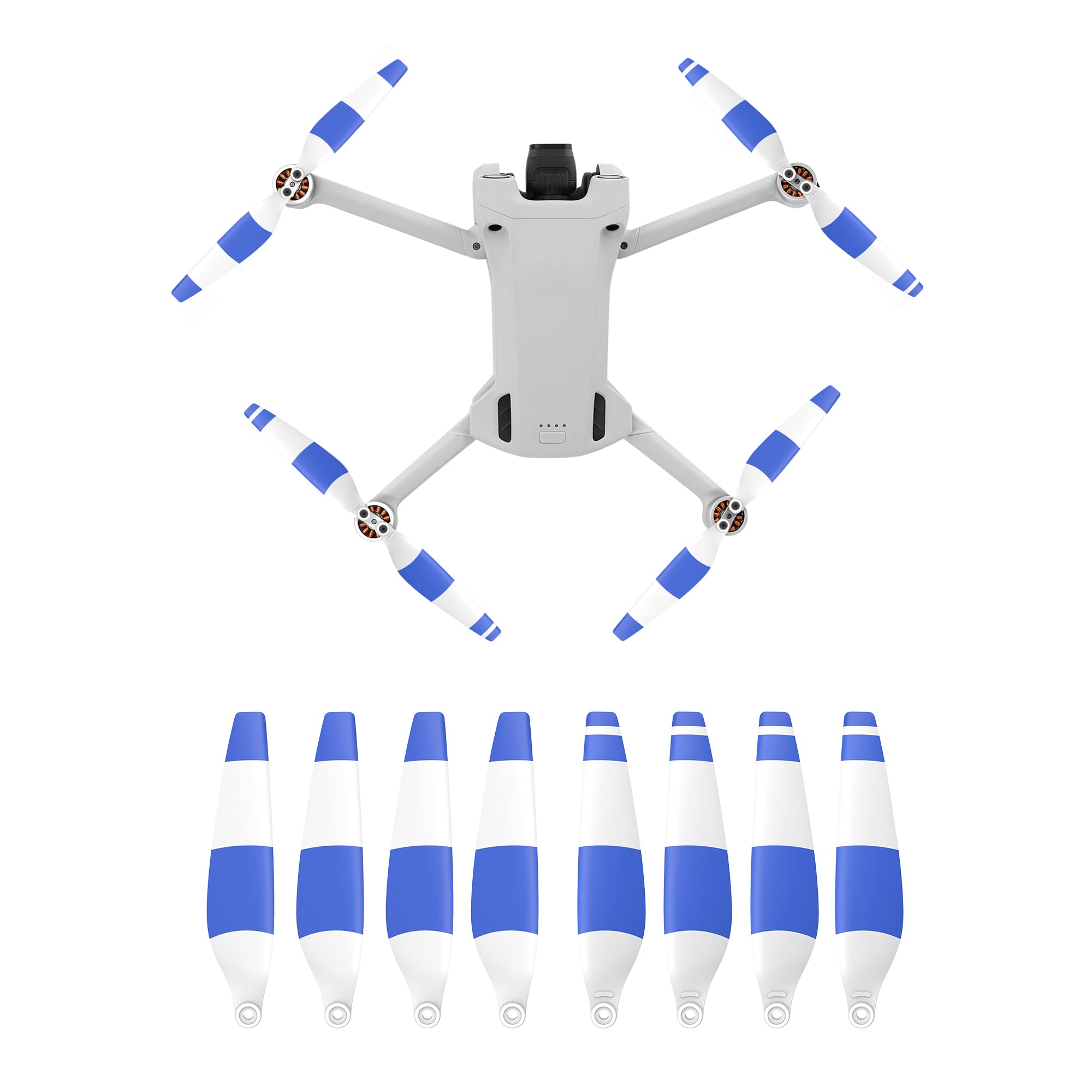 Fututech 8 Pieces 6030F Propeller for DJI Mini 3 Pro Propeller CCW CW Replacement Part Noise Reduction Good Elasticity Drone Propeller (White & Blue)