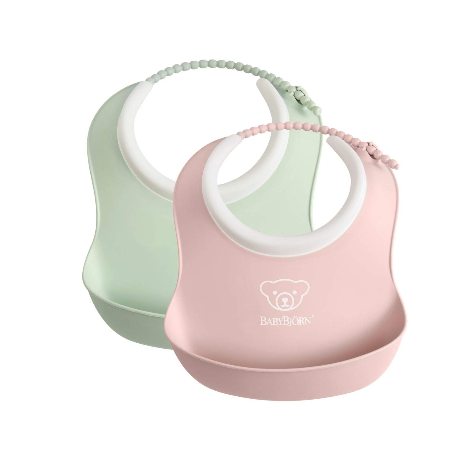 BabyBjörn Small Baby Bib, 2-pack, Powder green/Powder pink