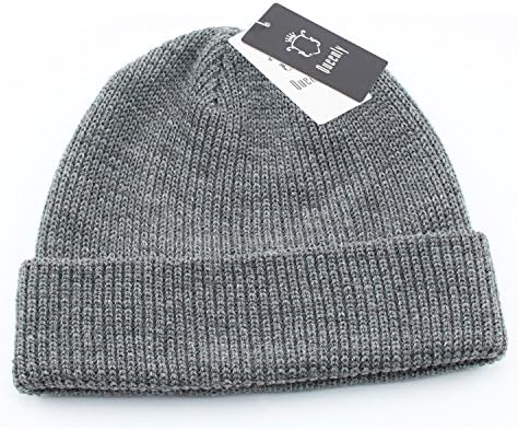 Queenly Winter Thick Rib Knit Hat, Stretch Slouchy Beanie Cap for Man and Woman, Gray