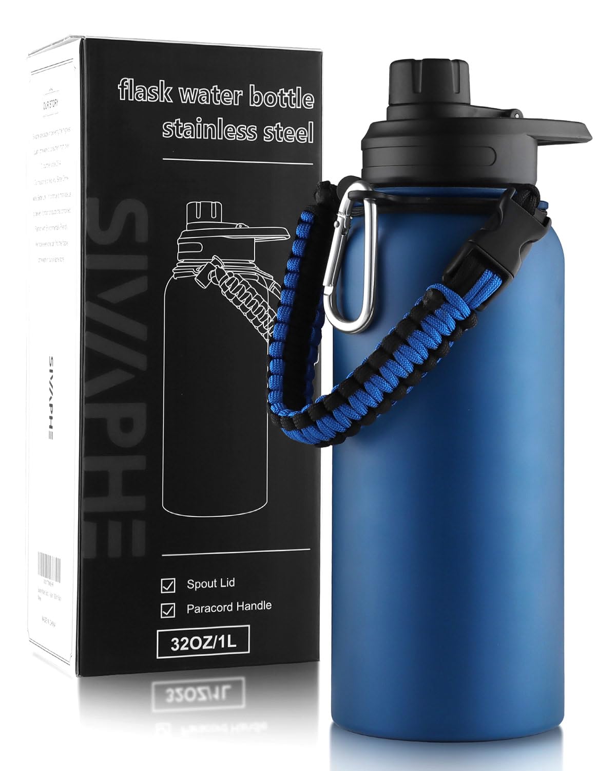 Sivaphe Stainless Steel Water Bottle 1L, Vacuum Insulated Flask with Spout Lid, 32oz Large Bottles for Outdoor, Sports(Blue) — image 1