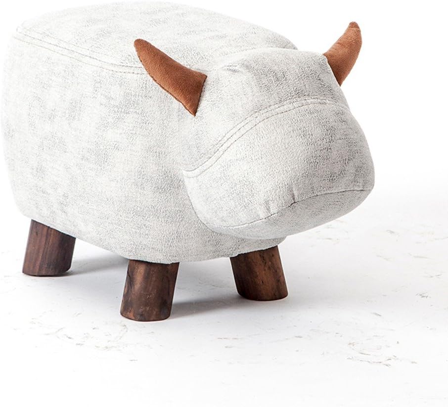 Wooden Stools Foot stools Chairs Small Bench Children'S Style Short Stool Cartoon Animal Pattern Modeling Home Creative Sofa Stool 1 Pack,Fluorescent White