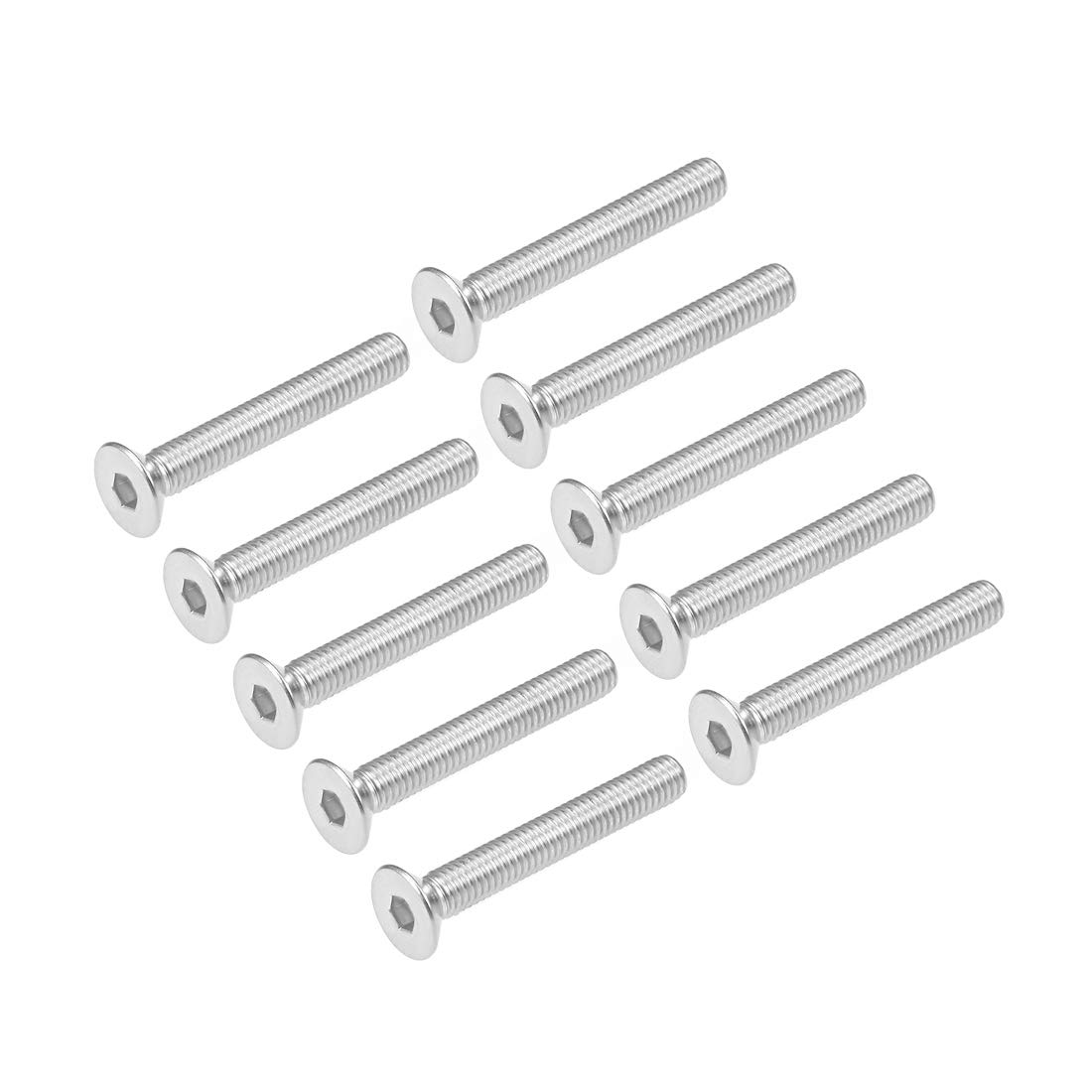 sourcing map M6x40mm Flat Head Machine Screws Inner Hex Screw 304 Stainless Steel Fasteners Bolts 10Pcs