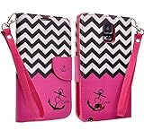 Samsung Galaxy Mega 2 Case - Wallet Folio ID Holder Pouch MEGA 2 (HOT PINK ANCHOR)