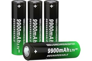 CBJJ 18650 Rechargeable Battery 9900mAh 3.7 Volt Rechargeable Battery 18650 Flat Top Battery for Flashlight, Headlamp, 4 Pack