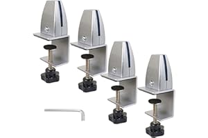 Jhanw Sneeze Guard Support Clamp for 1/8" to 1" Thick Panel, Adjustable Desk Divider Clamp, Aluminum Desk Partition Clips, Acrylic Plexiglass Partition Clamp Gray, Desk Privacy Panel Clips 4 Pack