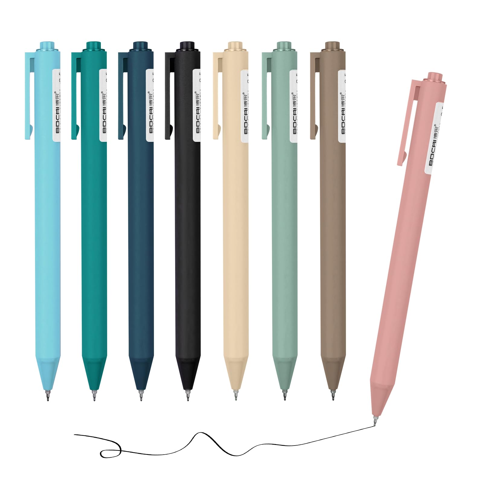 D dDraw 8pcs Retractable Gel Ink Pens, 0.5mm Black Ink Ballpoint Pen, Comfortable To Hold, Beautiful and Generous, Clear Details, Cute Office School Supplies (Vintage)